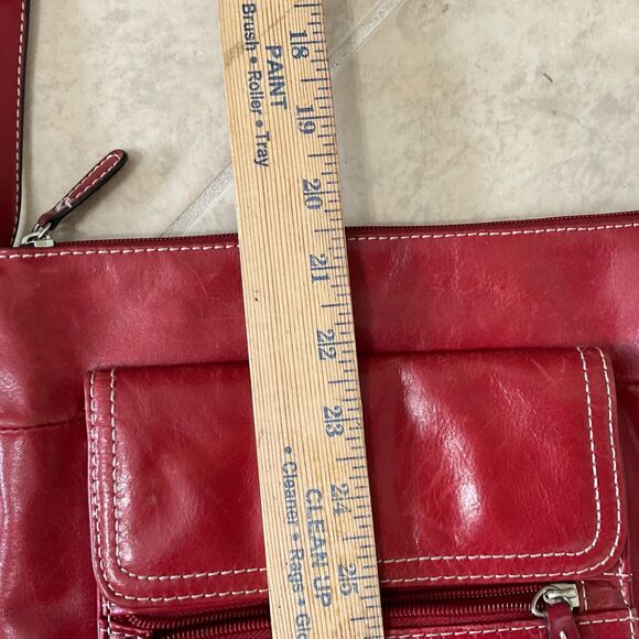 Giani Bernini Red Genuine Leather Cross Body Bag Sholuder Handbag + logo key fob - Picture 16 of 16